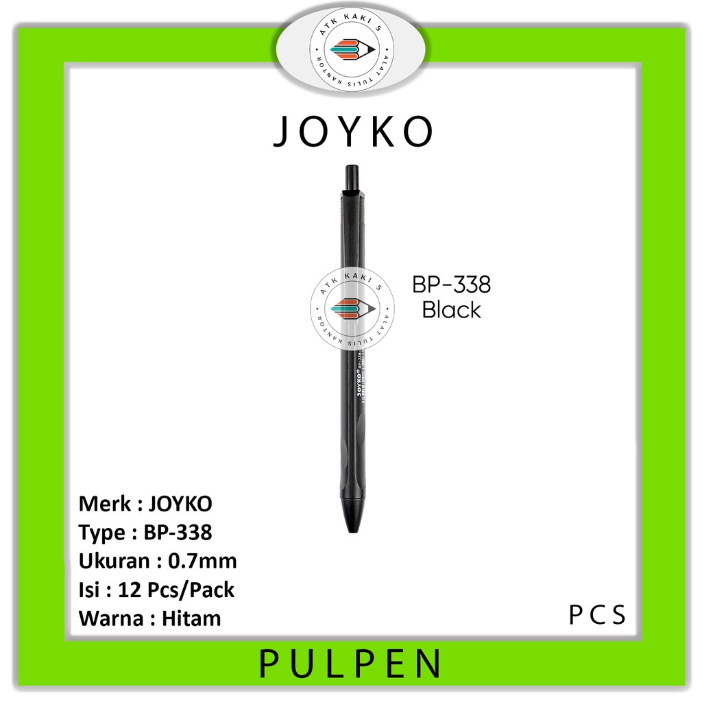 

JOYKO - Pulpen BP - 338 Hitam - PCS