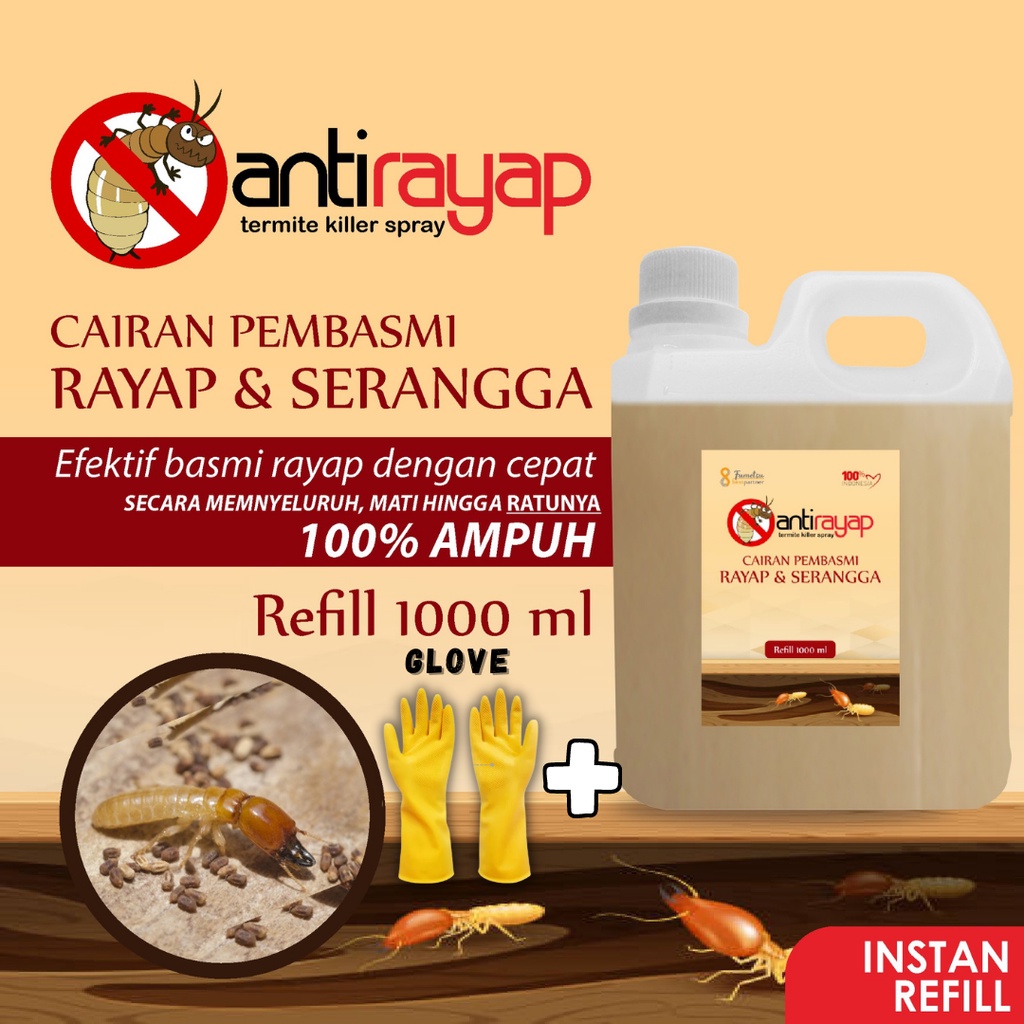Obat Cairan  Anti Rayap Racun Pembasmi Rayap,serangga  Kemasan 1 Liter Refiil Jerigen + Free Bubble Wrap