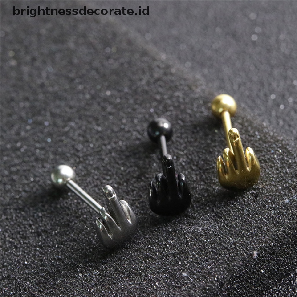 [Birth] Punk Stainless Steel Finger Kiss Lidah Cincin Perhiasan Cincin Barbel Tubuh [ID]