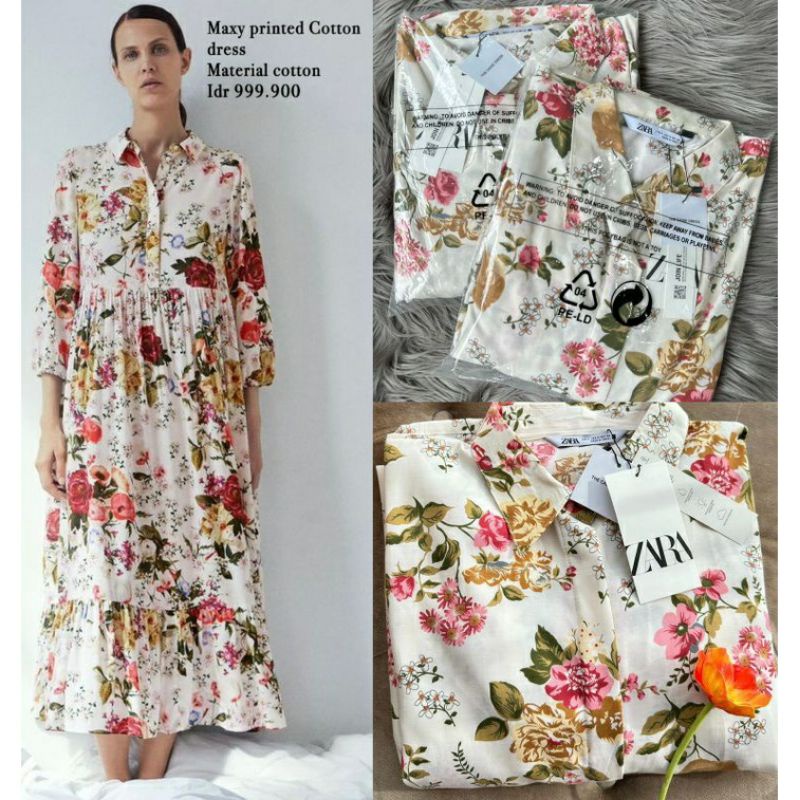 Zara Floral Print Shirt Dress / Dress Zara