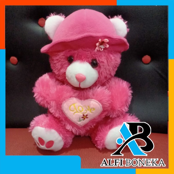 Boneka Teddy Bear Topi - Boneka Mainan Anak Perempuan/laki2 - Boneka Beruang Bahan Rasfur