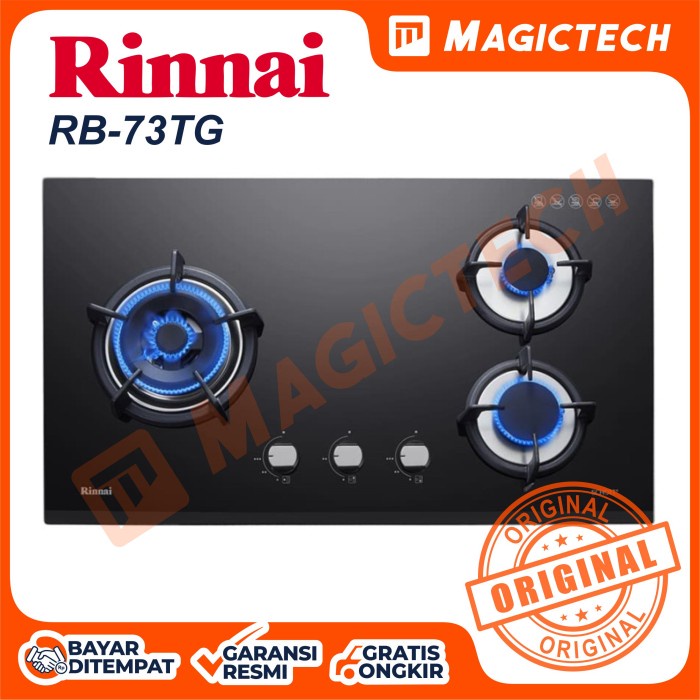 KOMPOR TANAM RINNAI 3 TUNGKU RB-73TG - HITAM KACA