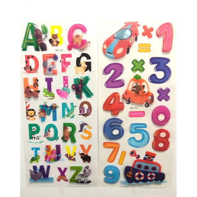 Stiker dinding timbul /wallpaper dinding abjad angka