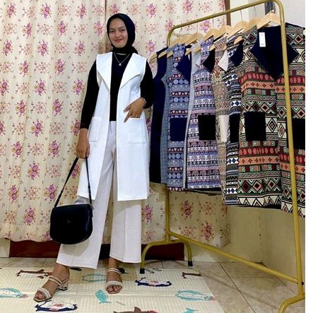 blazer putih dokter/outer putih scuba Korean cardigan premium tebal