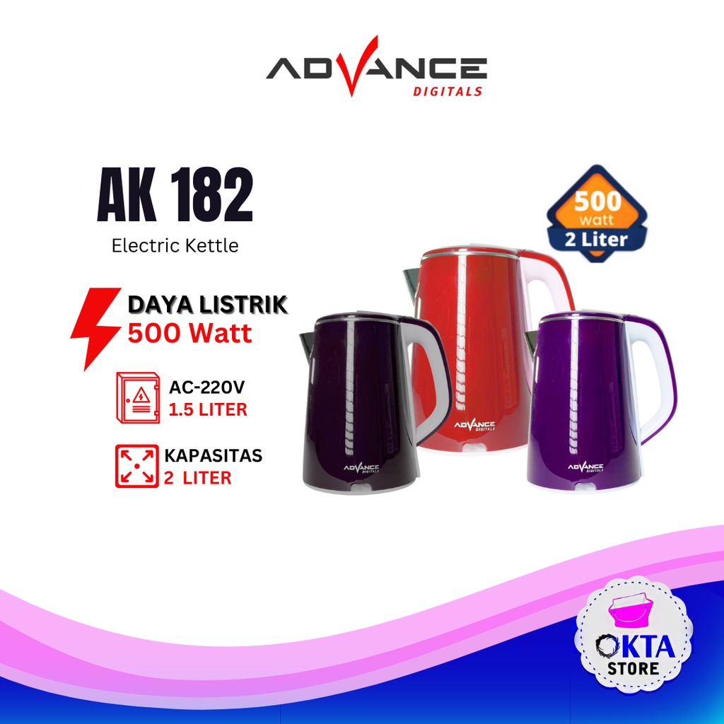 Advance Electrik Kettle Teko Listrik AK-182 (2 Liter)