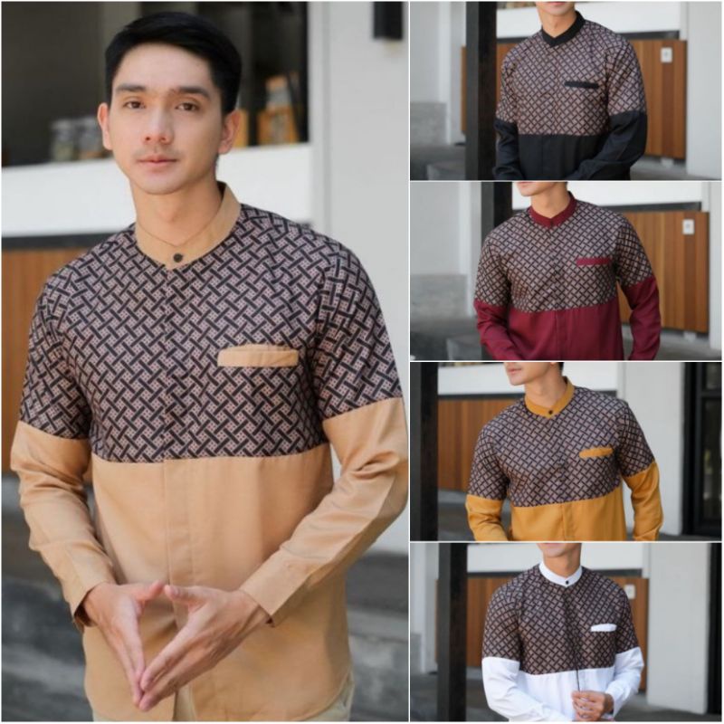 Baju Koko Putih kombinasi Manual Pria Dewasa / Baju koko Kerancang Padang Lengan Panjang / Atasan Muslim Pria Bukittinggi Lengan Panjang Kasual / Baju Koko Kerancang Padang Lengan Panjang / Koko Putih Tangan Panjang / Koko kombinasi Tangan Panjang