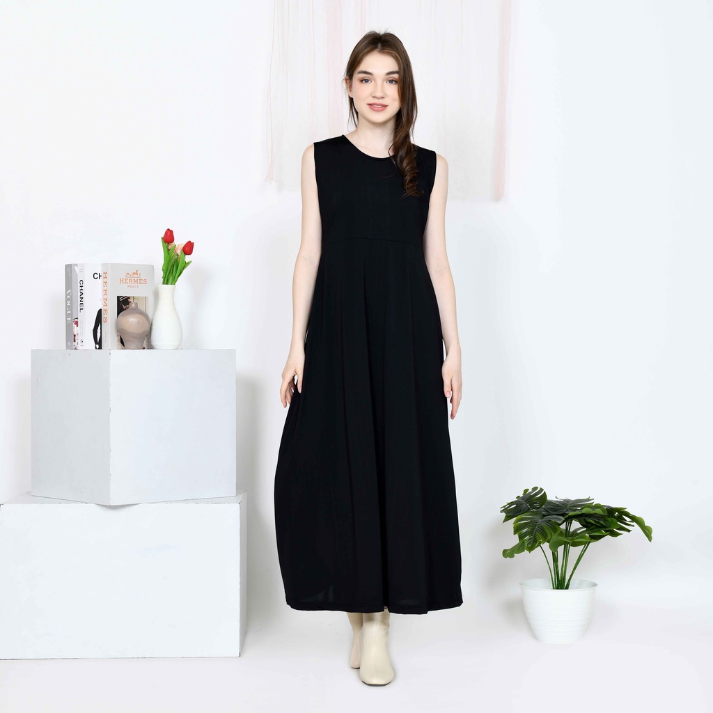 Gamis Inner Tanpa Lengan  Inner Dress Tanpa Lengan Inner Dres Kutung Wanita Casual Jersey Premium Le