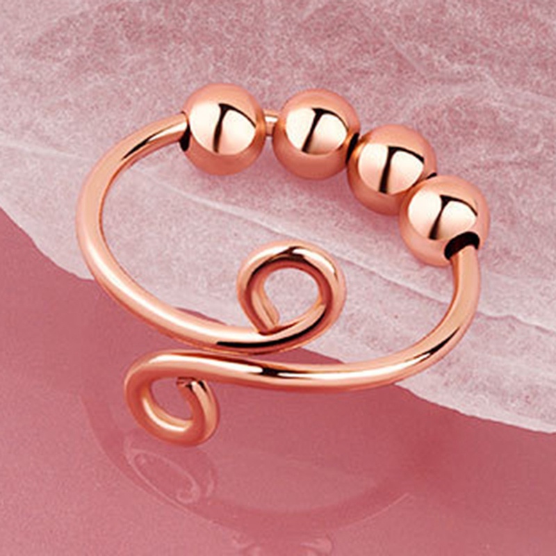 Trendy Anti Kecemasan Cincin Untuk Wanita Pria Manik-Manik Fidget Rings Adjustable Stackable Stress Relief Jari Sederhana Spinner Rings Perhiasan