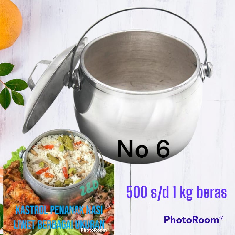 casrol panci penanak nasi liwet / kastrol nasi liwet bahan alumunium cor no 6
