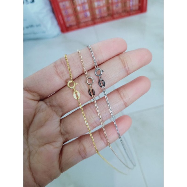 kalung rantai nori paperclip+liontin bungan segi 6 mata putih/perak asli silver 925 lapis emas/perhiasan fashion wanita terbaru