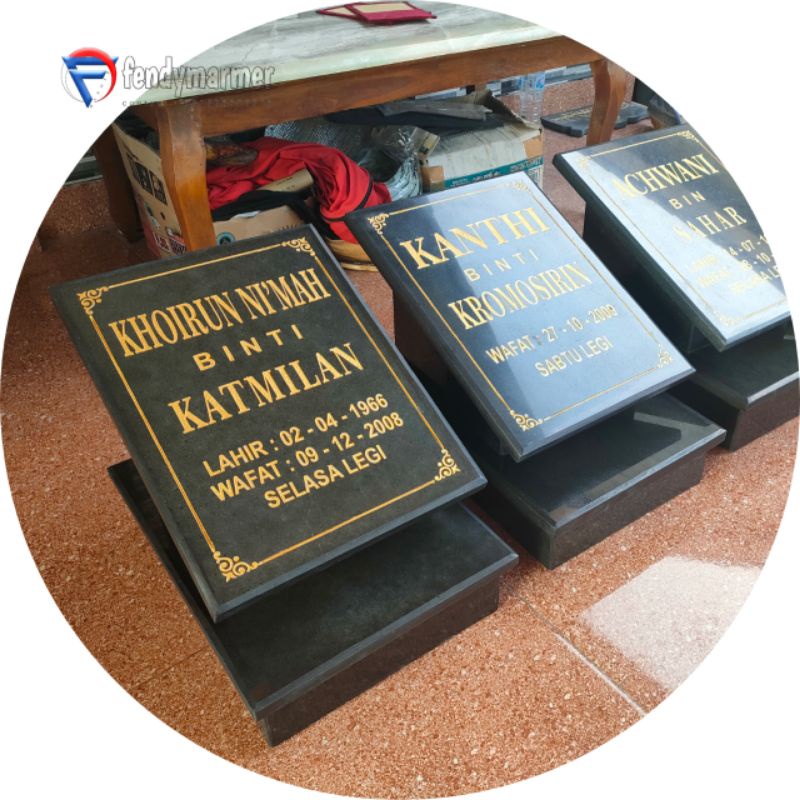 Maesan bix tipe ramping bahan batu alam andesit/granit hitam free ukir nama