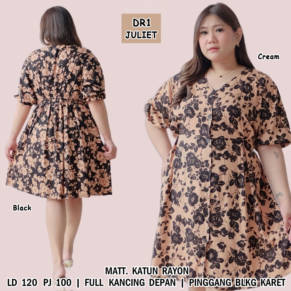 BIGCLO - (COD) LD 120cm Big Size Dress Jumbo Wanita DR1 Midi Dress Baju Atasan Oversize Surabaya