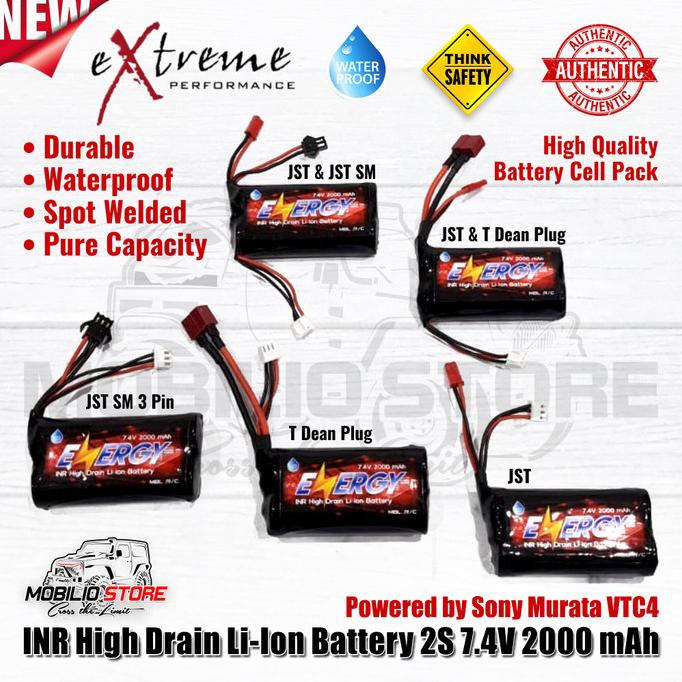 Baterai INR Li Ion 7.4 Volt 2000 mAh High Drain RC Mini Battery