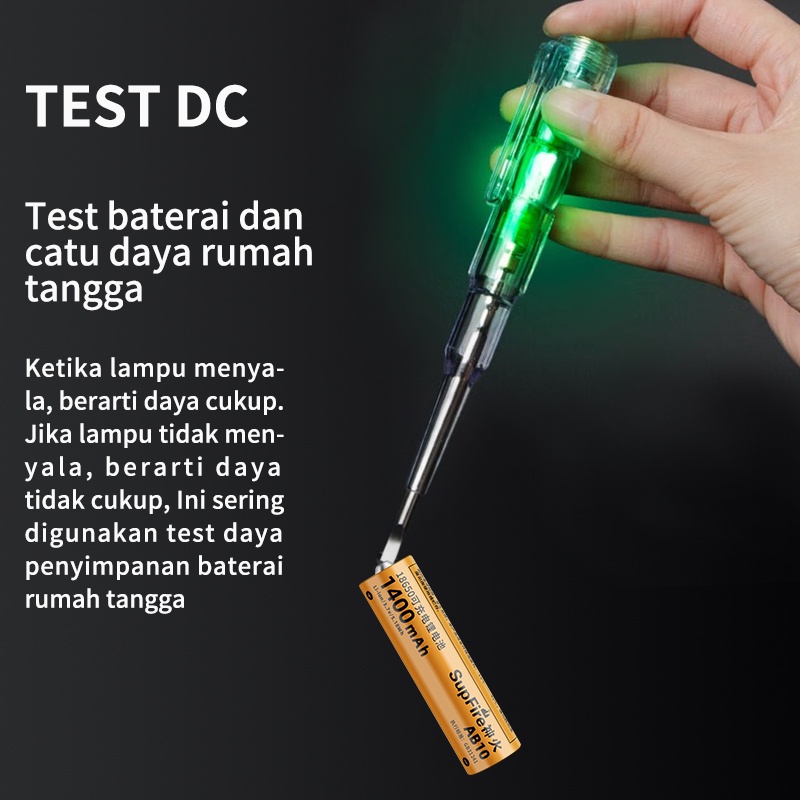 ISKU Obeng Test Pencil TesPen Tester 14cm with Indicator Dual LED Highlighting Rentang Uji 70-250V Anti Jatuh Dan Tahan Lama TesPen Mudah Dibawa