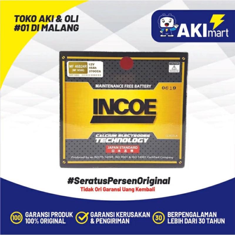 Jual AKI MOBIL TOYOTA ALPHARD INCOE MF 55D23L 12 V/60 AH AKI KERING
