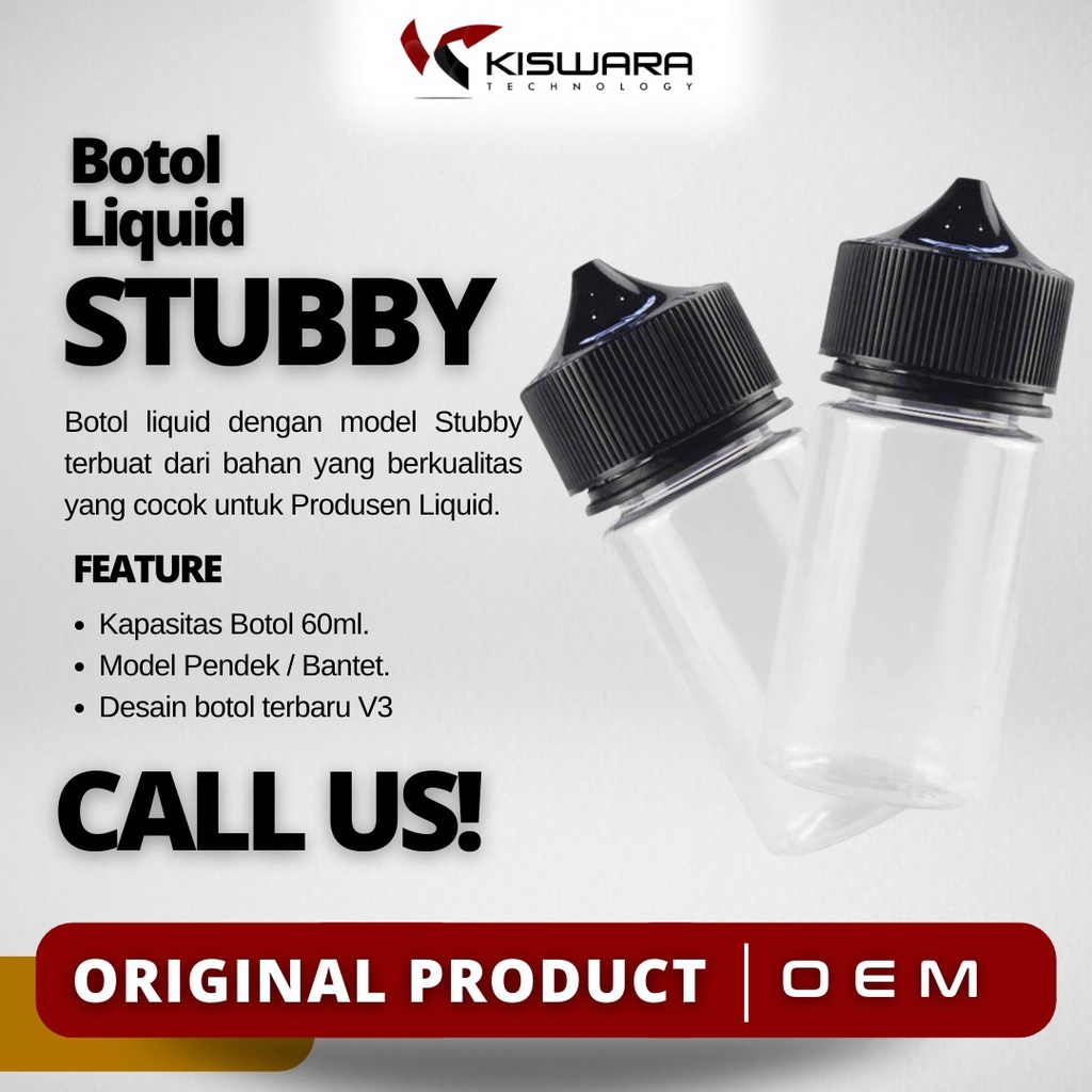 Botol Chubby Stubby Gorilla Unicorn 60ML V3 - CLEAR + BLACK CAP [Clone] KiswaraBandung