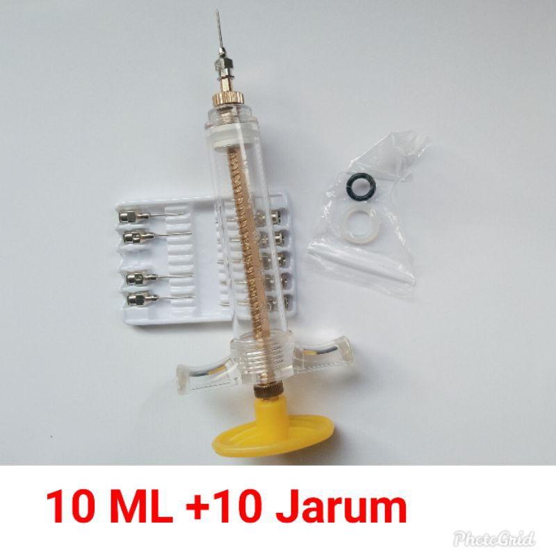 Syringe Alat Suntik Vaksin Hewan Ayam Puyuh Dll 10ml Plus 10 Jarum Suntik