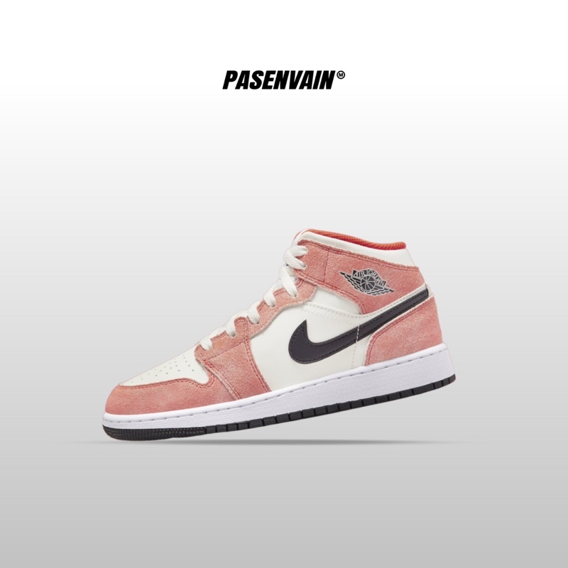 Air Jordan 1 Mid Suede Orange GS 100% Original