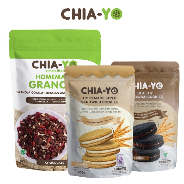 

Chiayo Bundling Granola Dark Choco 100gr + Cookies Sandwich Coffee dan Vanilla