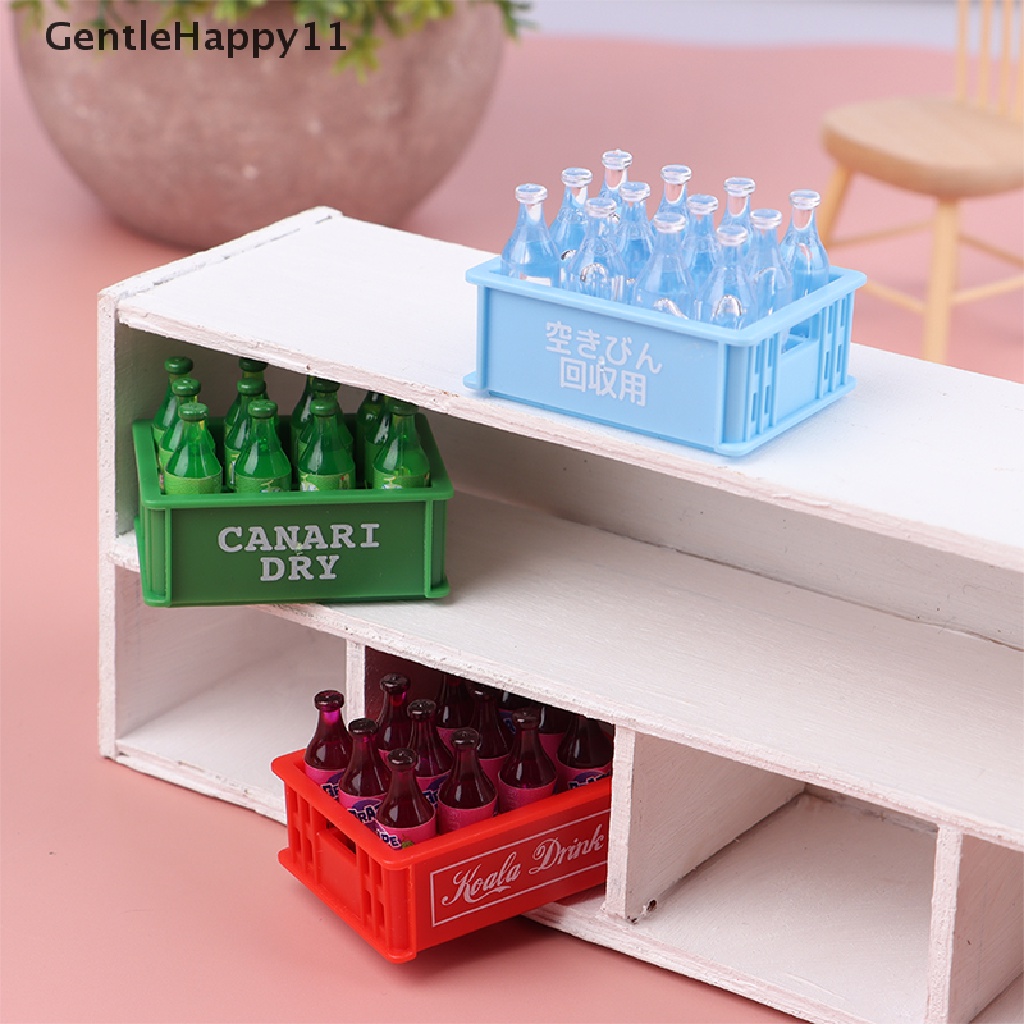 Gentlehappy 1Set 1: 12rumah Boneka Miniatur Minuman Botol Minum Soda Dengan Model Kotak Penyimpanan Rumah Boneka Dekorasi Pemandangan Hidup Mainan id