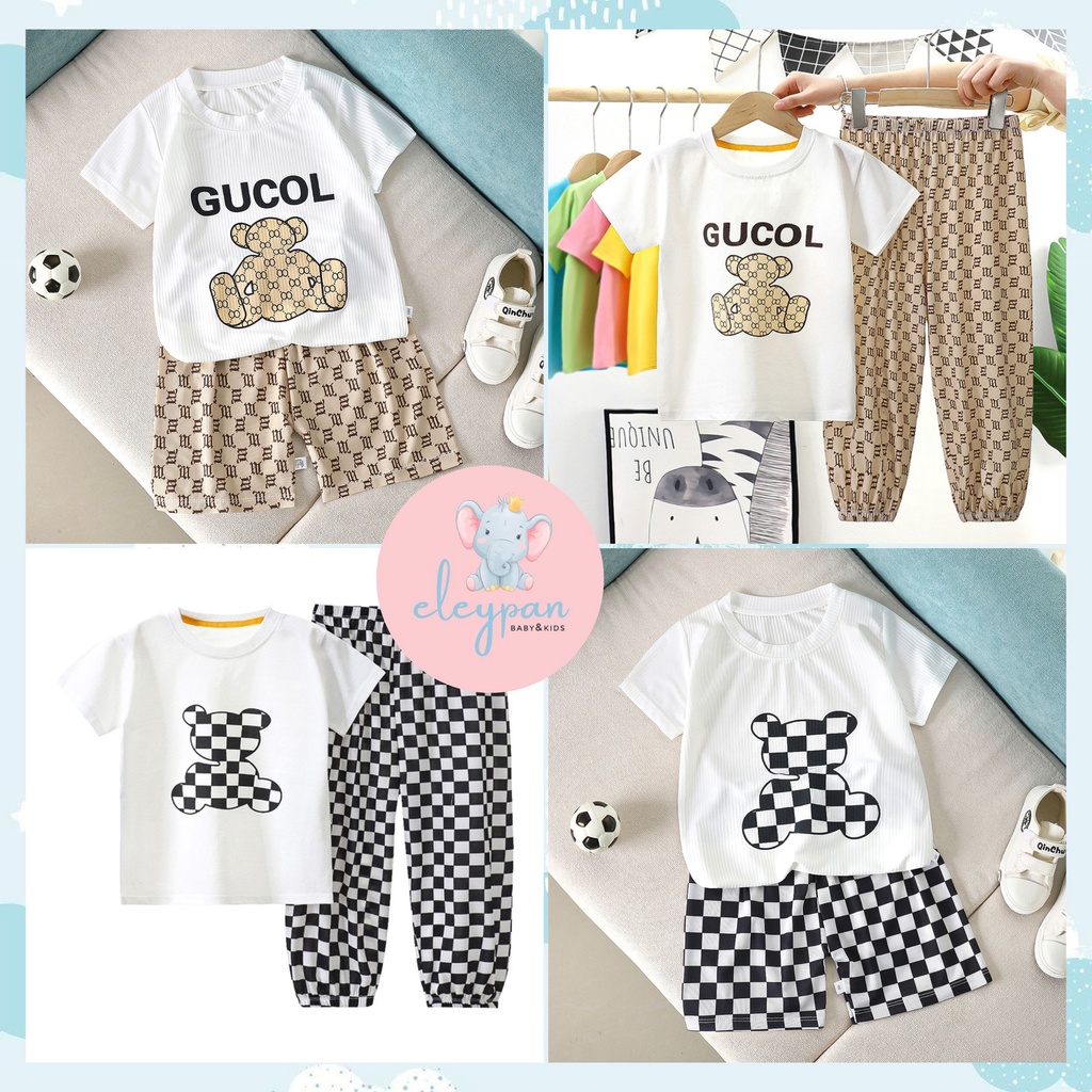 Setelan Anak Impor / Setelan Baju Anak / Setelan Kaos Anak Teddy Bear / Set Baju Anak Motif Beruang / Baju Anak Keren