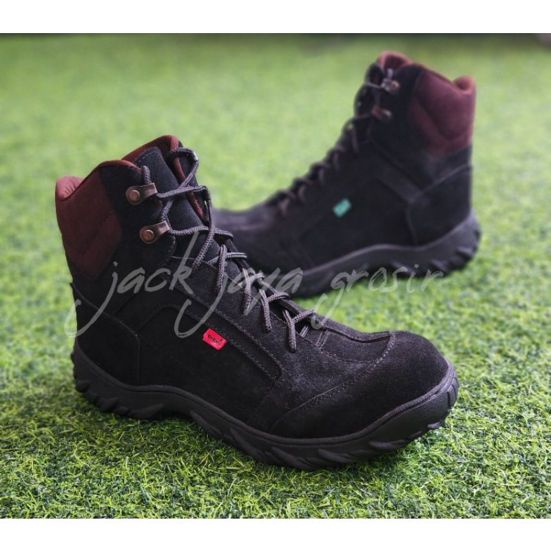 sepatu safety boot pria original leather full kulit