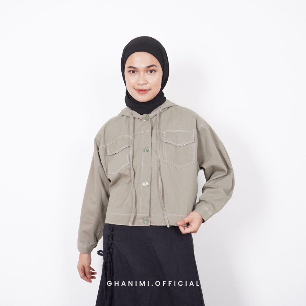 Ghanimi - Aurel Jacket / Jaket hoodie Polos / Jaket motor / Jaket denim / jaket crop kancing tali