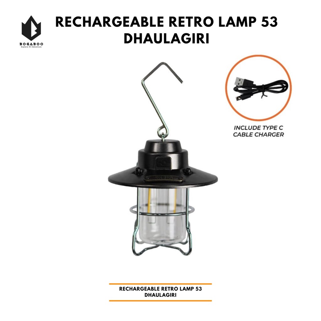 Dhaulagiri Rechargeable Retro Lamp 53 - Lampu Lentera Gantung Waterproof-Lampu Charger / cas Camping