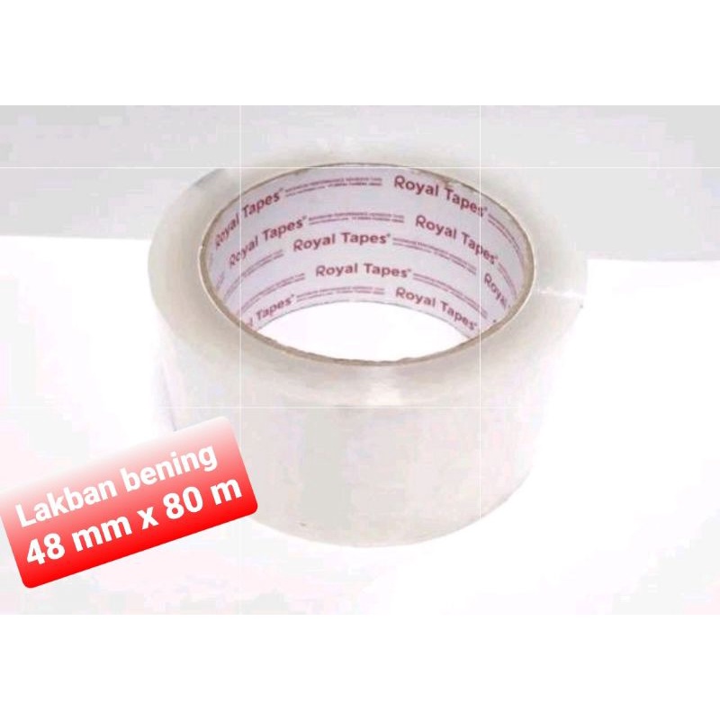 

Lakban isolasi bening dan coklat 48 mm x 80 meter merk Royal Tapes dan 48 mm x 85 yard nerk Marubond