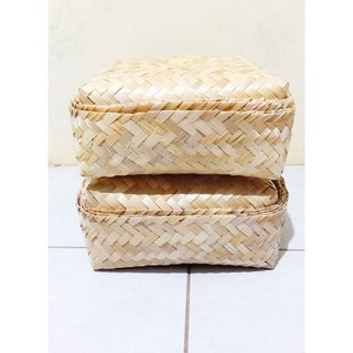 Sepasang Besek Bambu 22X22 cm, Besek Nasi, Besek Berkat, Besek Cetering, Besek Punjungan Bakul Bambu