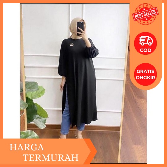 Safa Tunik Wanita Polos Jumbo Lengan Panjang Bahan Crinkle Premium Import Terbaru Atasan Wanita Tuni