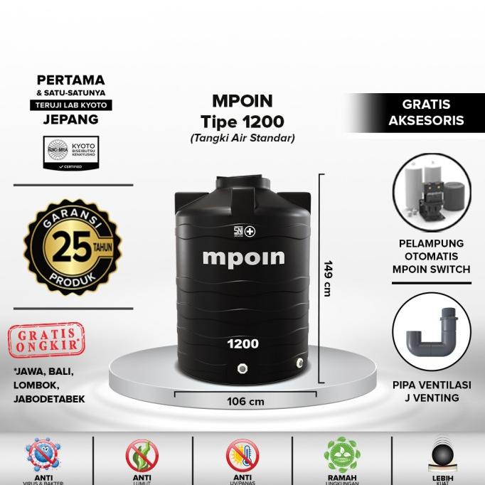 Promo Tangki Air / Tandon / Toren MPOIN PLUS 1200 Liter