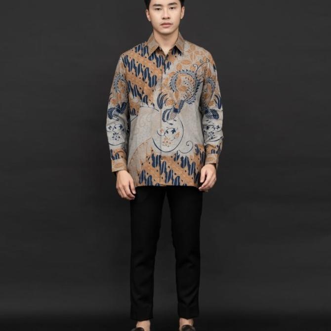 kemeja batik pria lengan panjang bahan doby premium