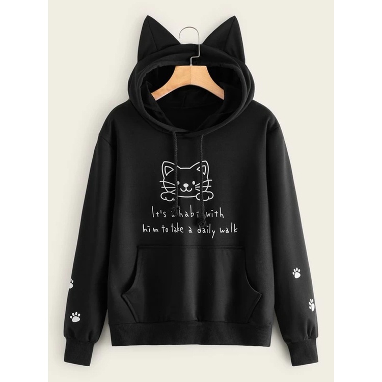 Hoodie Cat Bear Daily Walk Korean Style | Dhea Fashion