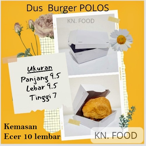 

Dus Burger Polos Ecer/ Kemasan Burger Polos Ecer 10Lembar uk9.5x9cm