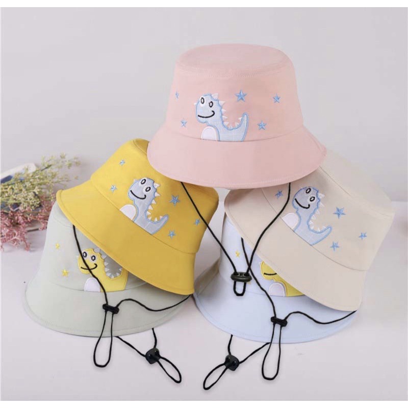 TOPI Bucket Hat Bordir anak pria wanita 2-10 tahun bordir dino jerapah kacamata termurah