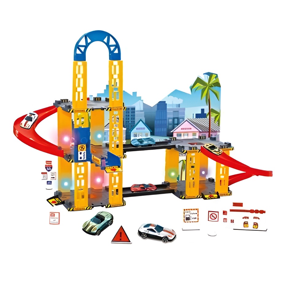 Light Music Parking Lot 52pcs | Mainan Anak Laki Laki Mobil Mobilan | Permainan Keluarga | Hadiah Ulang Tahun Anak Laki Laki