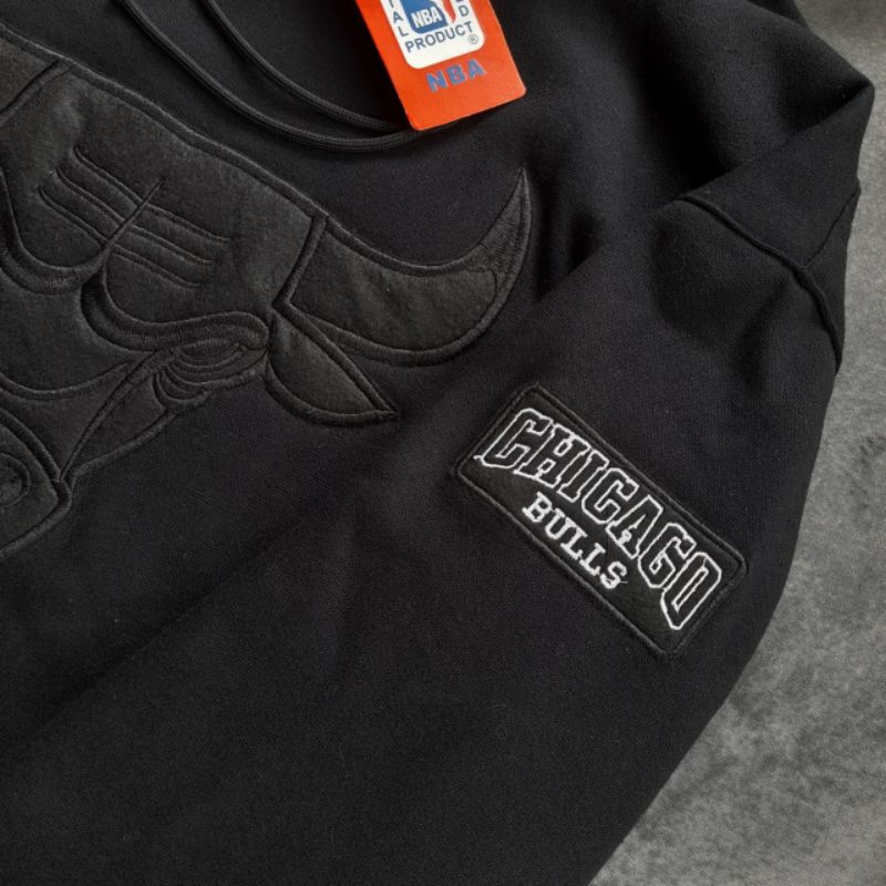 HOODIE JAKET SWEATER CHICAGO BULLS HITAM FULLTAG &amp; LABEL