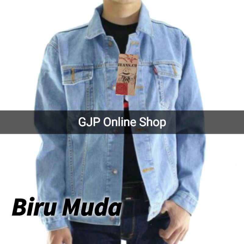 Jaket jeans pria denim size M L XL XXL XXXL XXXXL