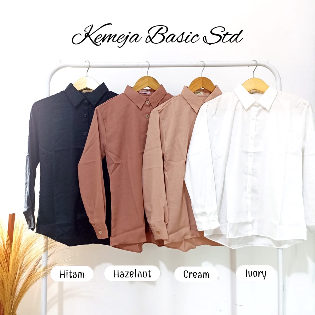 Kemeja wanita Basic lengan panjang bahan Moscrepe - BLOUSE WANITA STRIPE