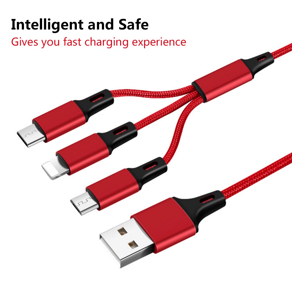 Kabel Charger 3in1 Micro USB + Lightning + USB Type C 1.2 m - US186