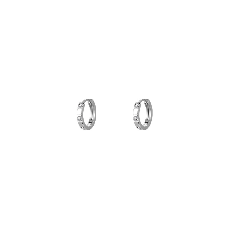 Fashion Hoop Earring Perak Anting Kristal Untuk Wanita Perhiasan Aksesoris Sederhana