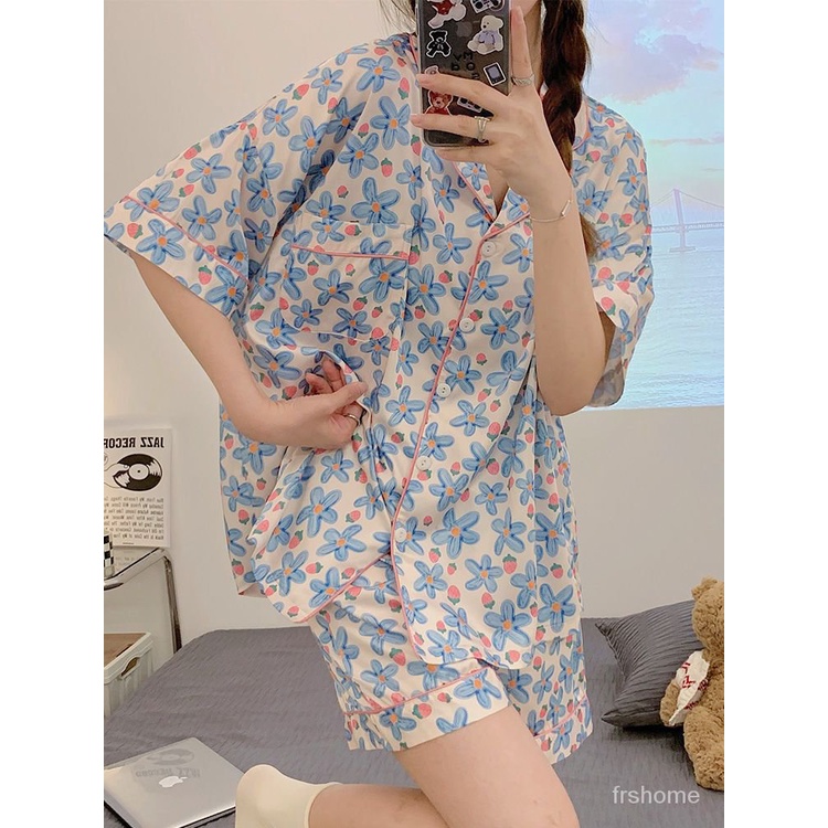 Di musim panas 2022, piyama baru Ins, Strawberry Flowers Sweet Girl Can Wear Home pakaian di musim p