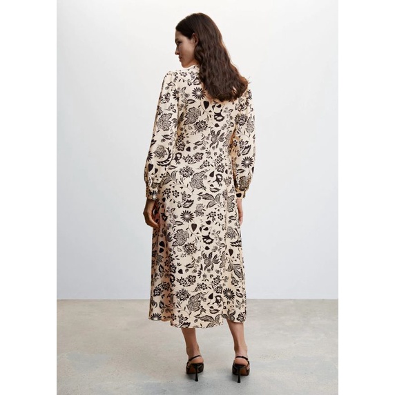 MNG soft latte flower dress