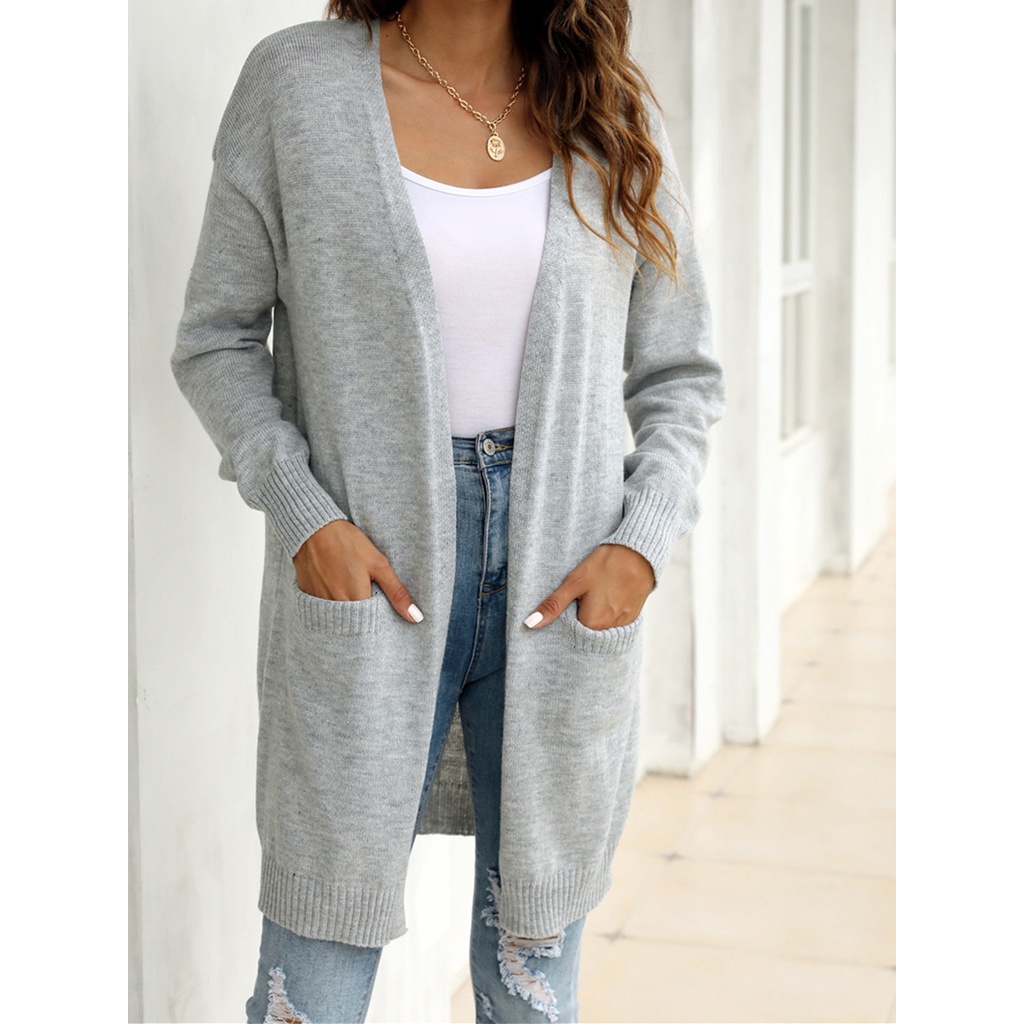 [Premium]Loose Long Sleeve Open Front Knit Coat 7510