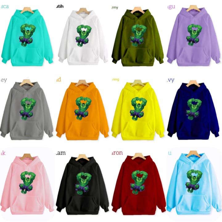 Hzl_outfit Sweater Hoodie Anak Laki Laki De Hulk/ Hoodie Sweater Anak Anak