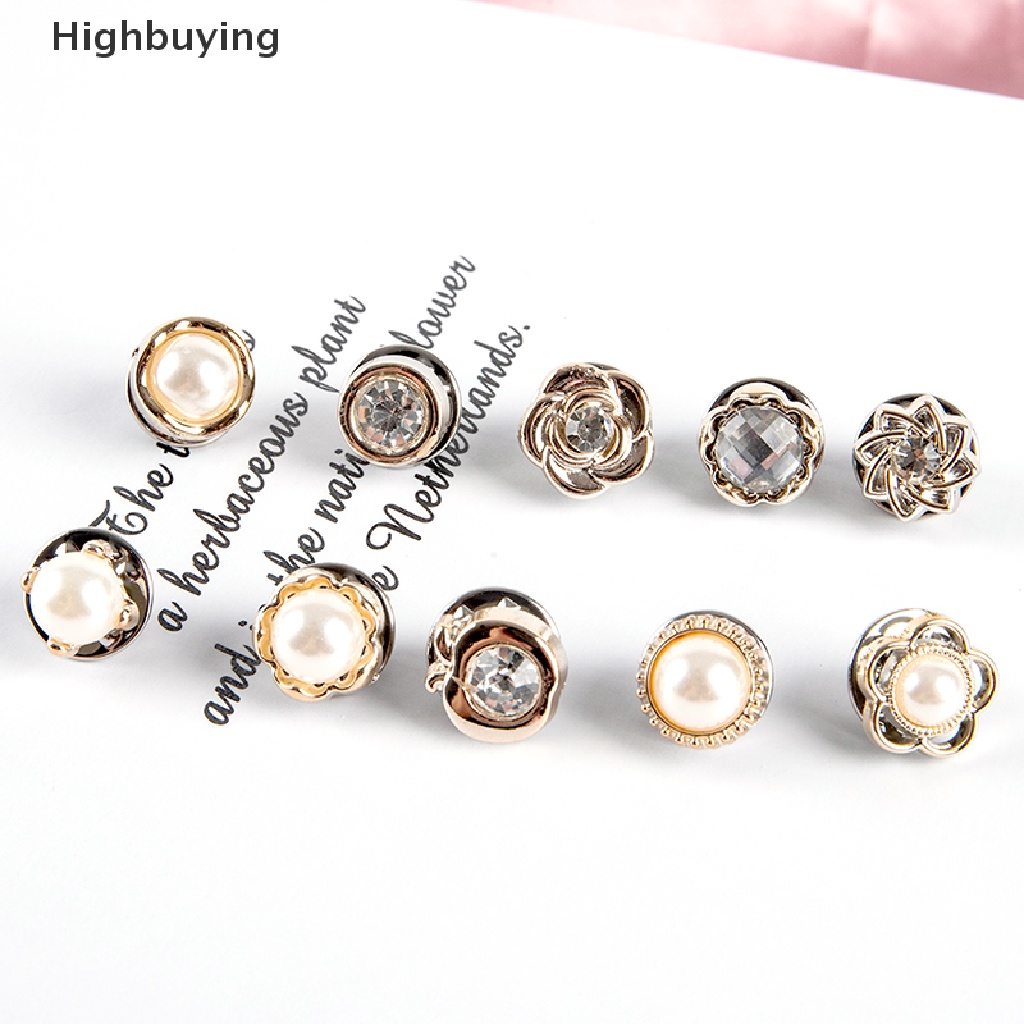 Hbid 10Pcs Kancing Bros Set Fashion Mutiara Berlian Imitasi Pin Mantel Aksesoris Pakaian Glory