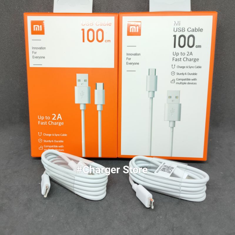 Kabel Data Xiaomi Fast Charging 2A 100cm ORIGINAL Micro USB - Type C