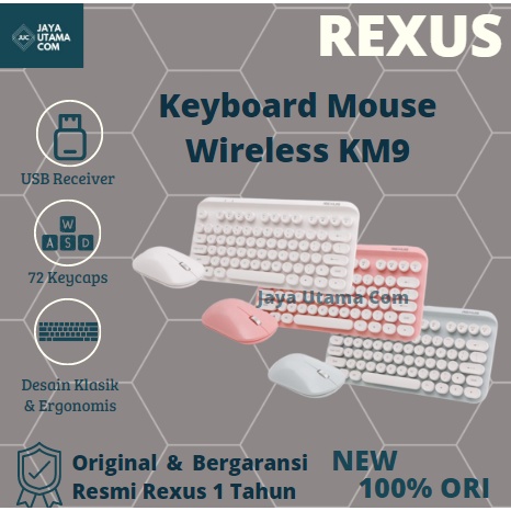 Rexus Keyboard Mouse Wireless KM9 Combo Original