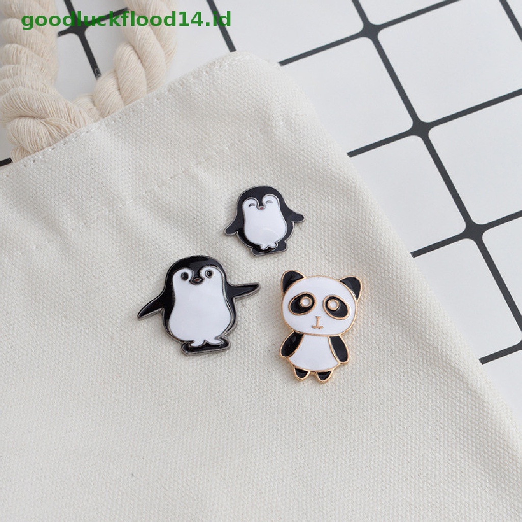 [GOOGFOUR] 1pc Kartun Lucu Enamel Pin Pinguin Panda Hewan Jaket Bros Lencana [Atasan]